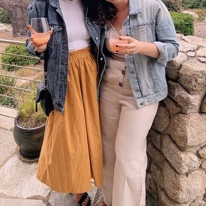 Midi-Length Skirt - Mustard Yellow